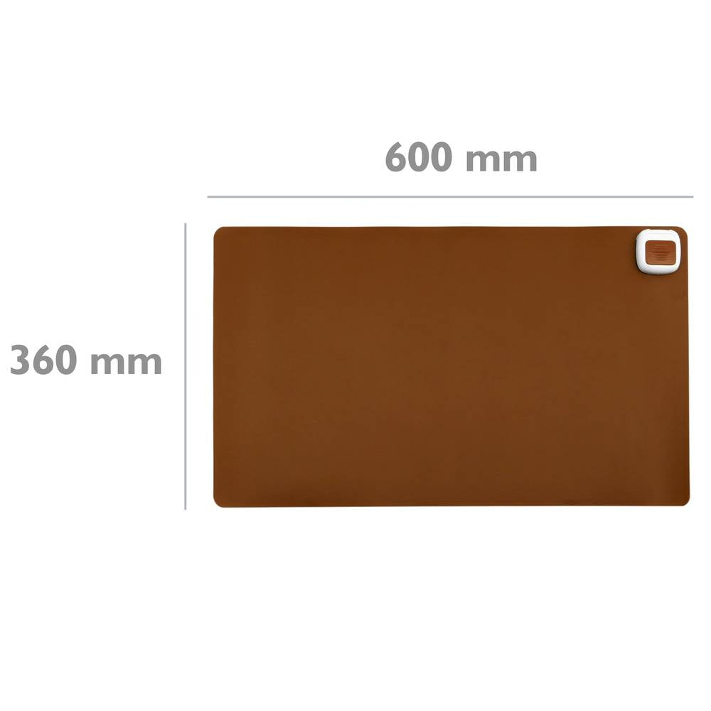 Alfombra y superficie térmica con calefacción para escritorio suelo y pies de 60 x 36 cm 65W marrón