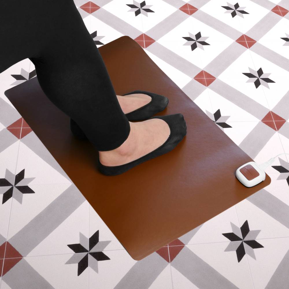 Alfombra y superficie térmica con calefacción para escritorio suelo y pies de 60 x 36 cm 65W marrón