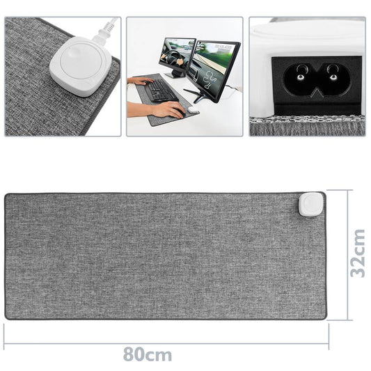 Alfombra y superficie térmica gris claro de 80x32cm 77W con calefacción para escritorio suelo y pies