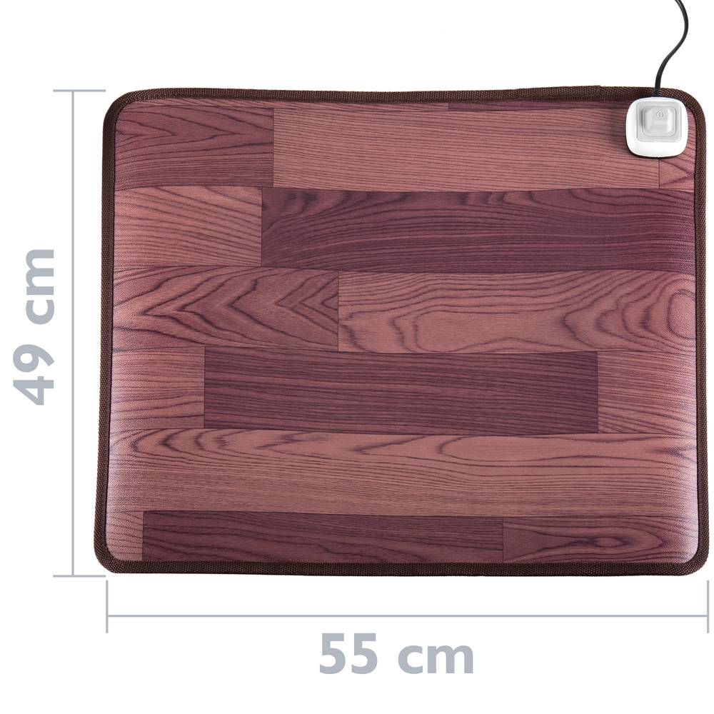 Alfombra térmica con calefacción para suelo y pies de 55 x 49 cm 100W color roble
