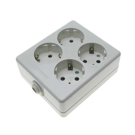 Base de 4 enchufe schuko 16A 250V 3680W TT 98x112x42 mm