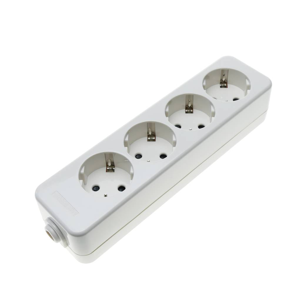 Base de 4 enchufe schuko 16A 250V 3680W TT 54 x 206 x 42 mm