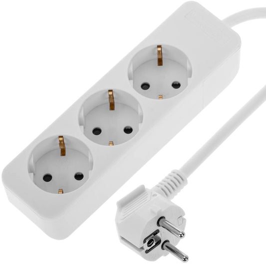 Regleta de enchufes 3 schuko 16A 230V blanca con cable de 1.5m
