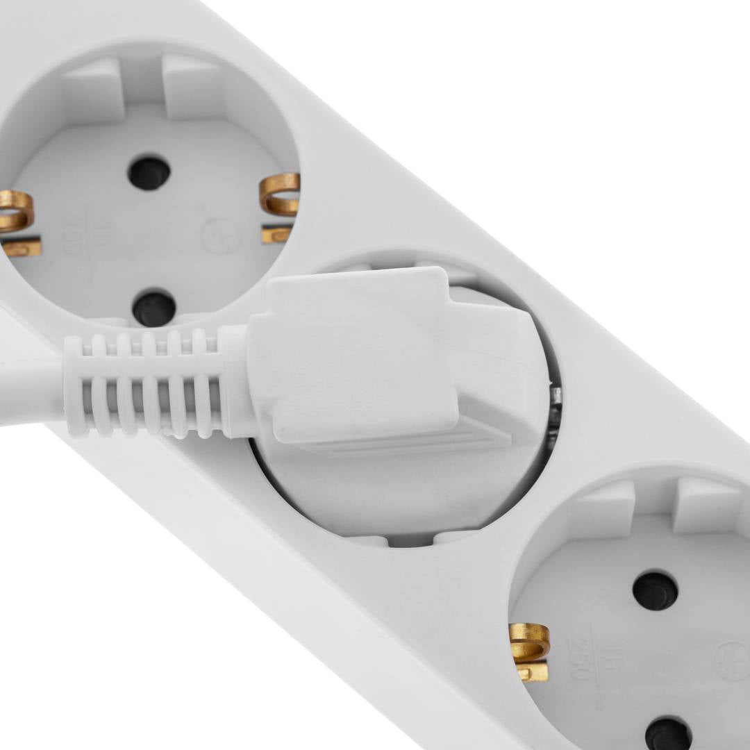 Regleta de enchufes 3 schuko 16A 230V blanca con cable de 1.5m