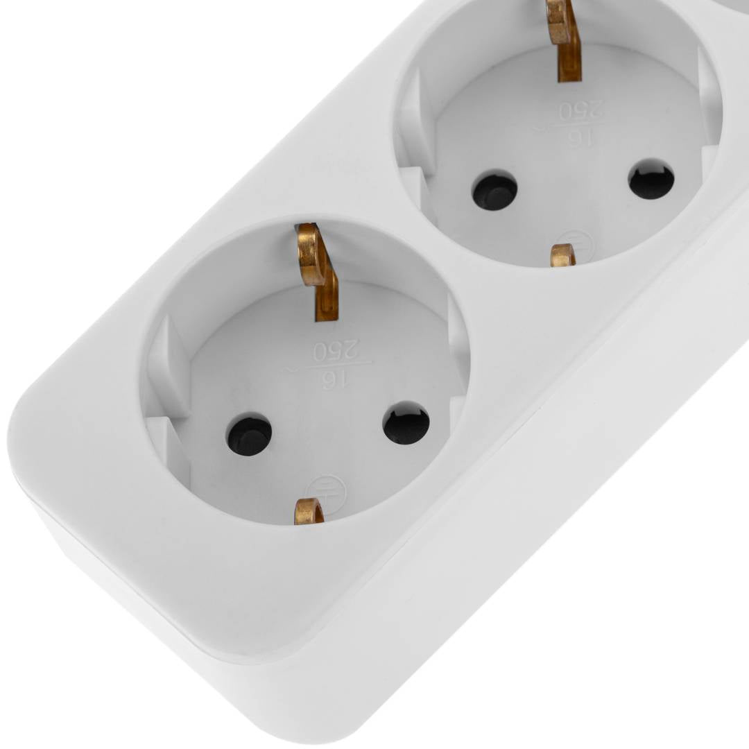 Regleta de enchufes 3 schuko 16A 230V blanca con cable de 1.5m