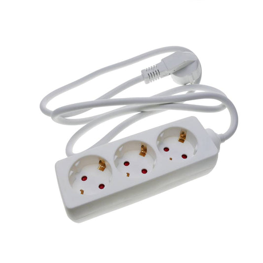 Regleta de enchufes 3 schuko 16A 230V blanca con cable de 3m