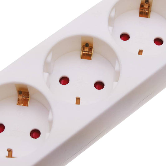 Regleta de enchufes 6 schuko 16A 250V blanca con cable de 1.5m
