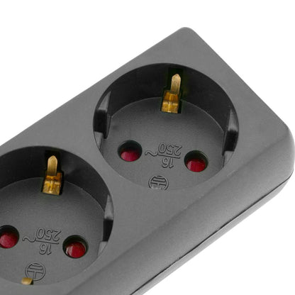 Regleta de enchufes 3 schuko 16A 250V negra con cable de 1.5m