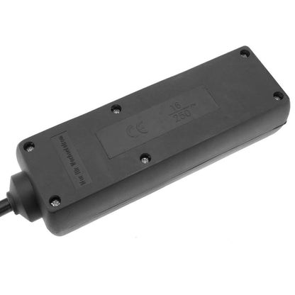 Regleta de enchufes 3 schuko 16A 250V negra con cable de 1.5m