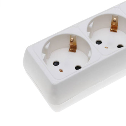 Regleta de enchufes 6 schuko 16A 250V blanca con interruptor y cable de 1.5m