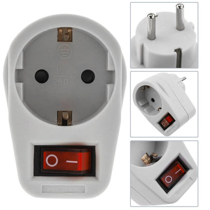 Clavija enchufe schuko de color blanco 220VAC con interruptor