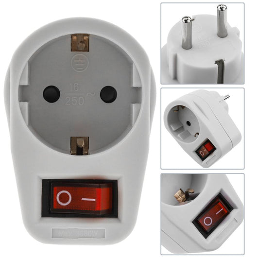 Clavija enchufe schuko de color blanco 220VAC con interruptor