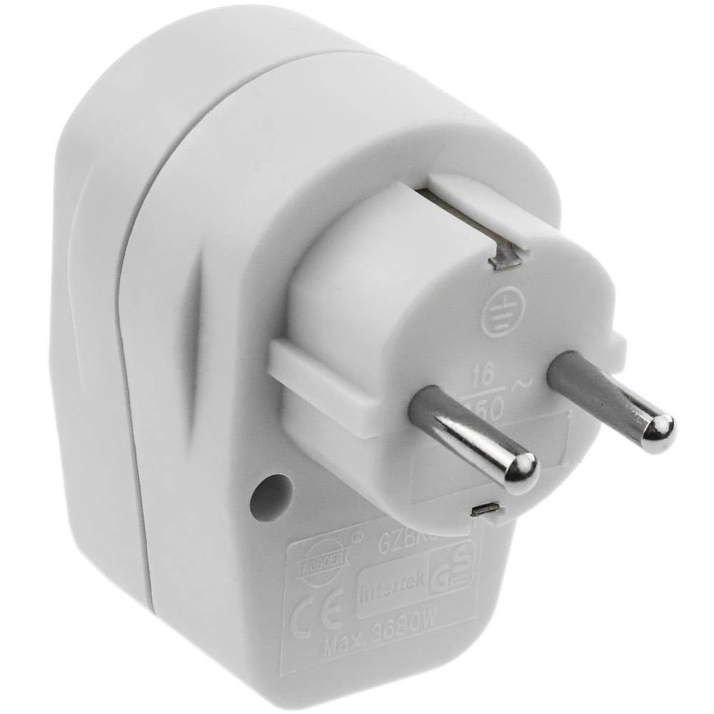 Clavija enchufe schuko de color blanco 220VAC con interruptor