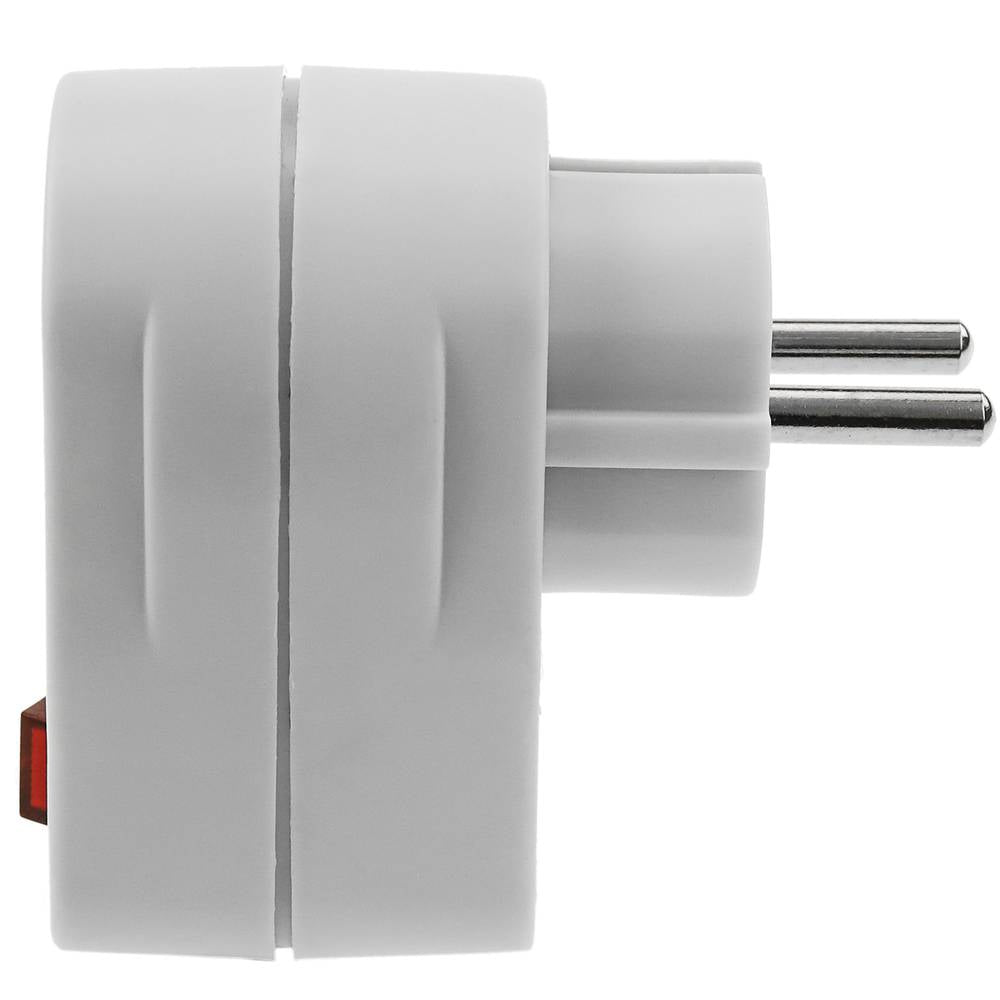 Clavija enchufe schuko de color blanco 220VAC con interruptor