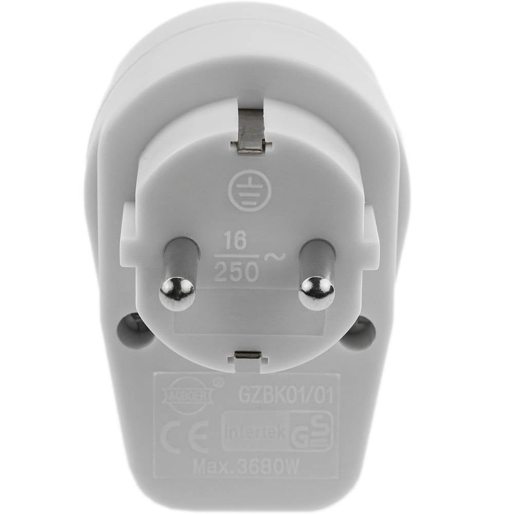 Clavija enchufe schuko de color blanco 220VAC con interruptor