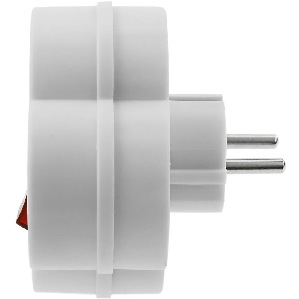 Clavija enchufe doble schuko de color blanco 250VAC con interruptor