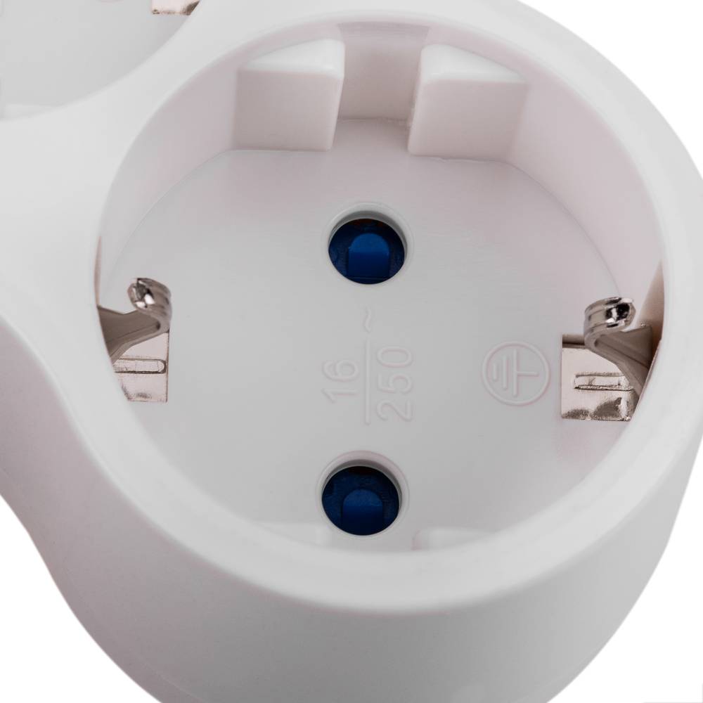 Multiplicador adaptador de clavija enchufe schuko triple blanco con interruptor
