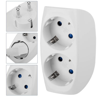 Multiplicador adaptador de clavija enchufe schuko doble blanco