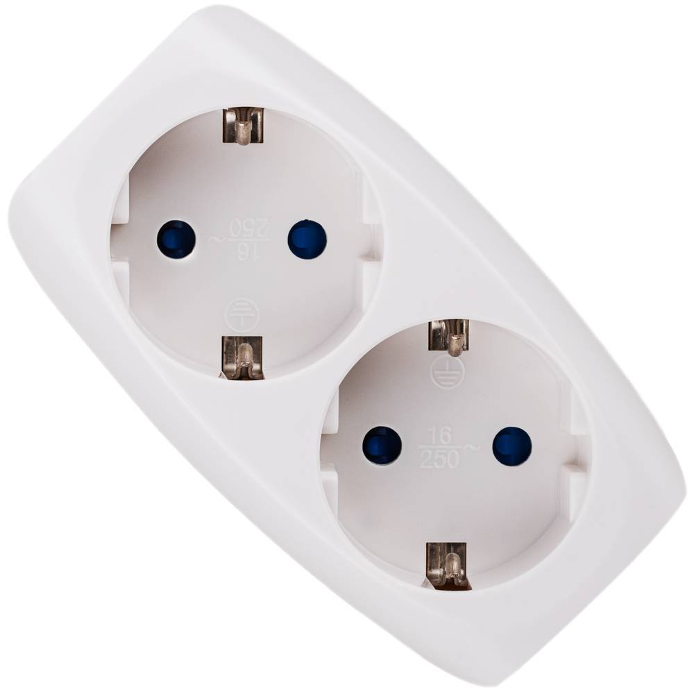 Multiplicador adaptador de clavija enchufe schuko doble blanco