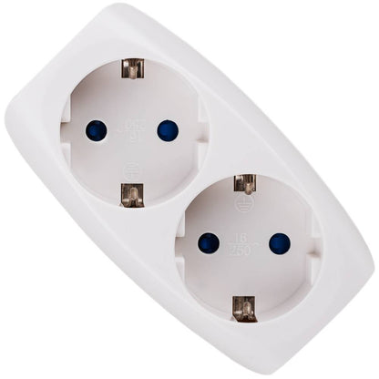 Multiplicador adaptador de clavija enchufe schuko doble blanco