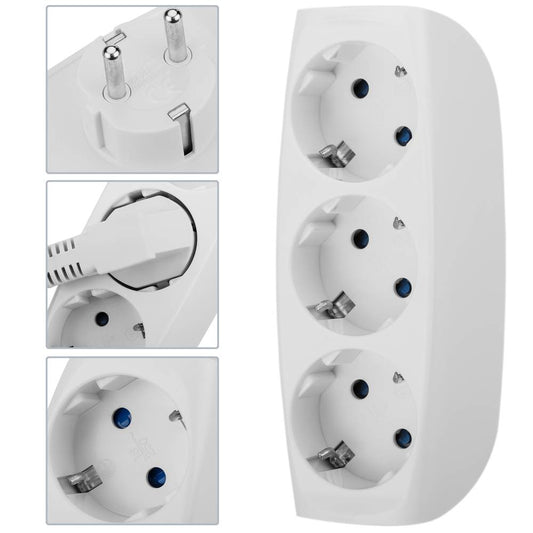 Multiplicador adaptador de clavija enchufe schuko triple blanco