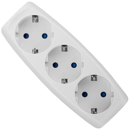 Multiplicador adaptador de clavija enchufe schuko triple blanco