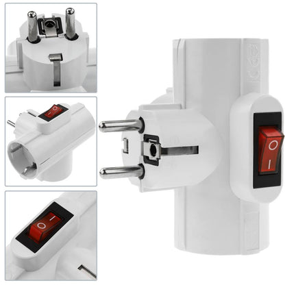 Clavija enchufe triple schuko de color blanco 220VAC con interruptor