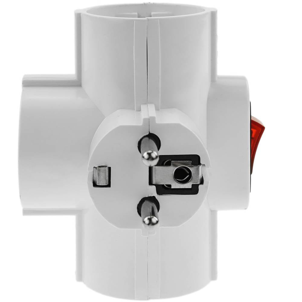 Clavija enchufe triple schuko de color blanco 220VAC con interruptor
