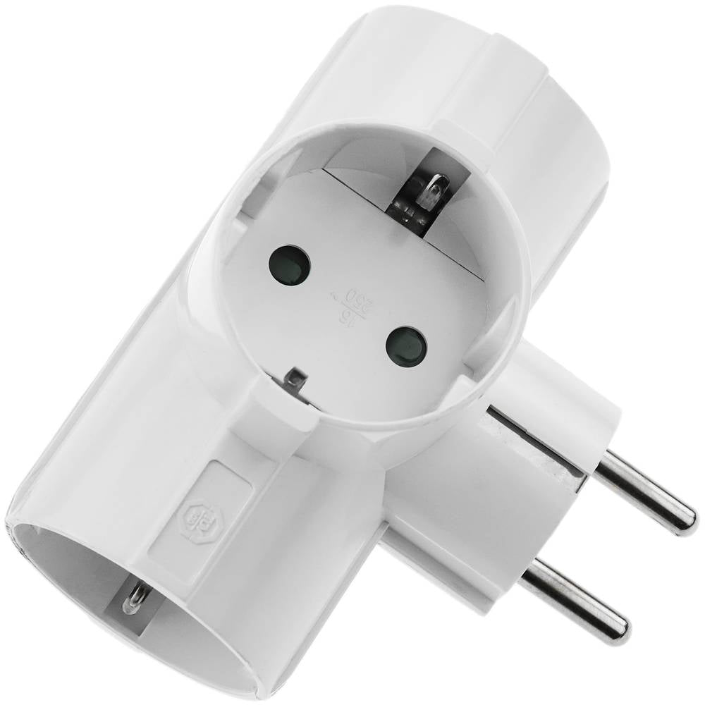 Clavija enchufe triple schuko de color blanco 220VAC con interruptor