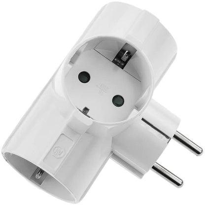Clavija enchufe triple schuko de color blanco 220VAC con interruptor