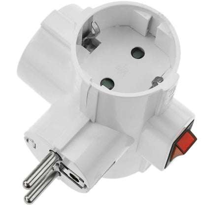 Clavija enchufe triple schuko de color blanco 220VAC con interruptor