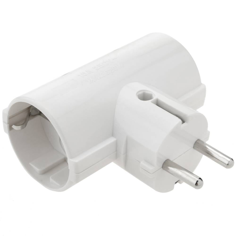 Multiplicador de clavija enchufe schuko doble de color blanco