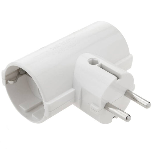 Multiplicador de clavija enchufe schuko doble de color blanco