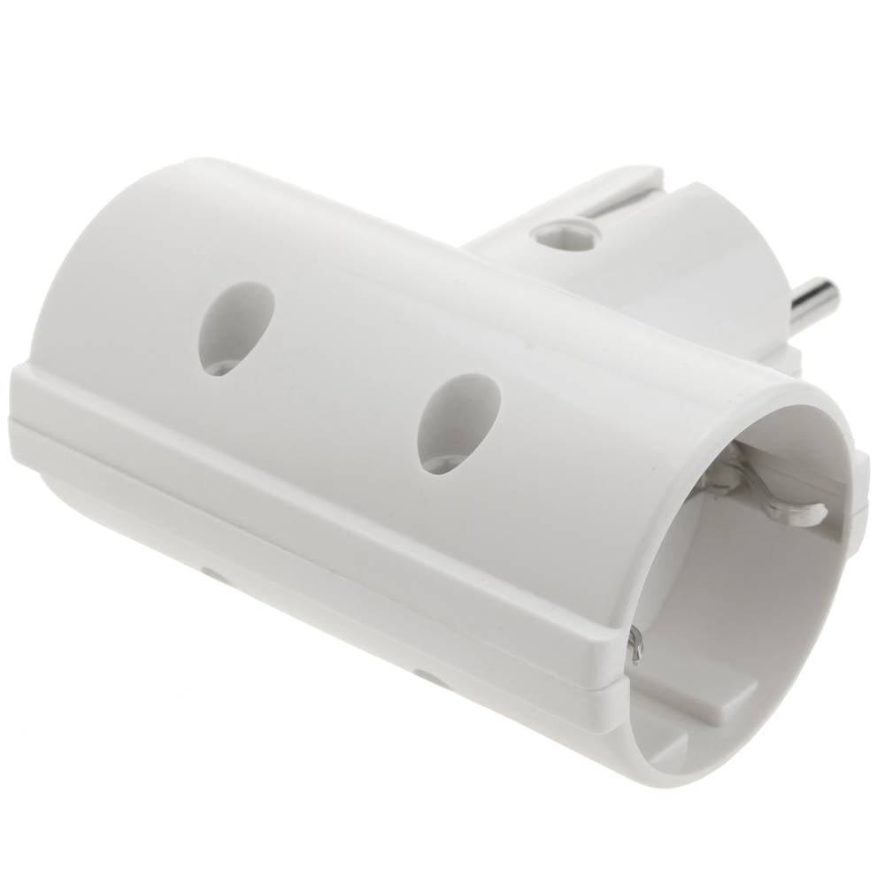 Multiplicador de clavija enchufe schuko doble de color blanco