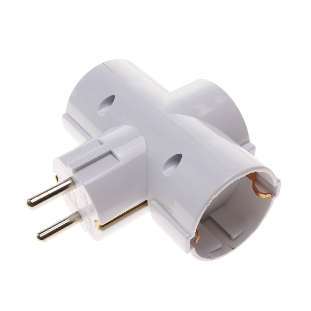 Multiplicador de clavija enchufe schuko triple de color blanco