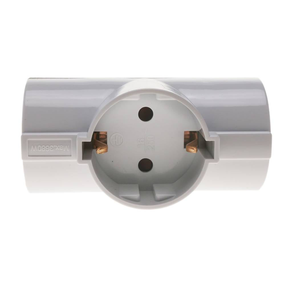 Multiplicador de clavija enchufe schuko triple de color blanco