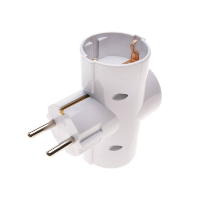Multiplicador de clavija enchufe schuko triple de color blanco