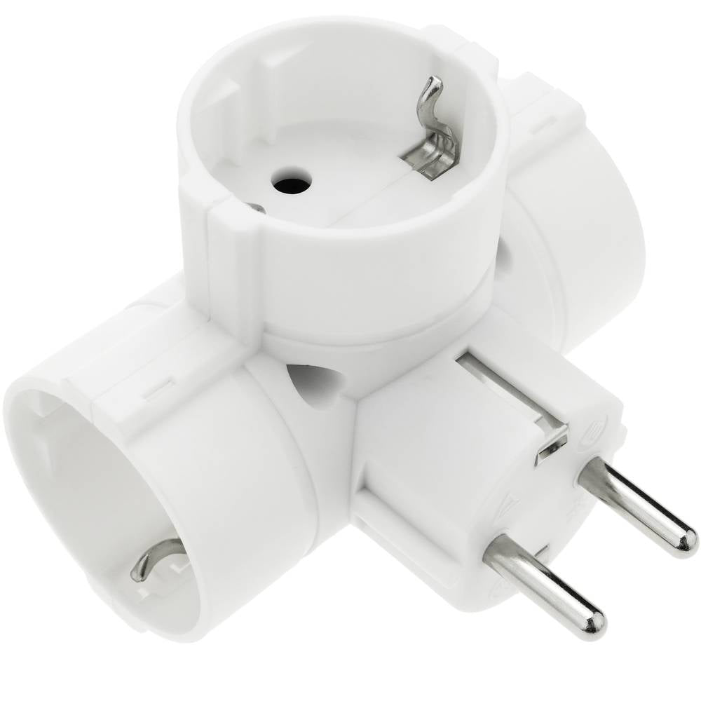 Multiplicador de clavija enchufe schuko triple de color blanco con ángulo
