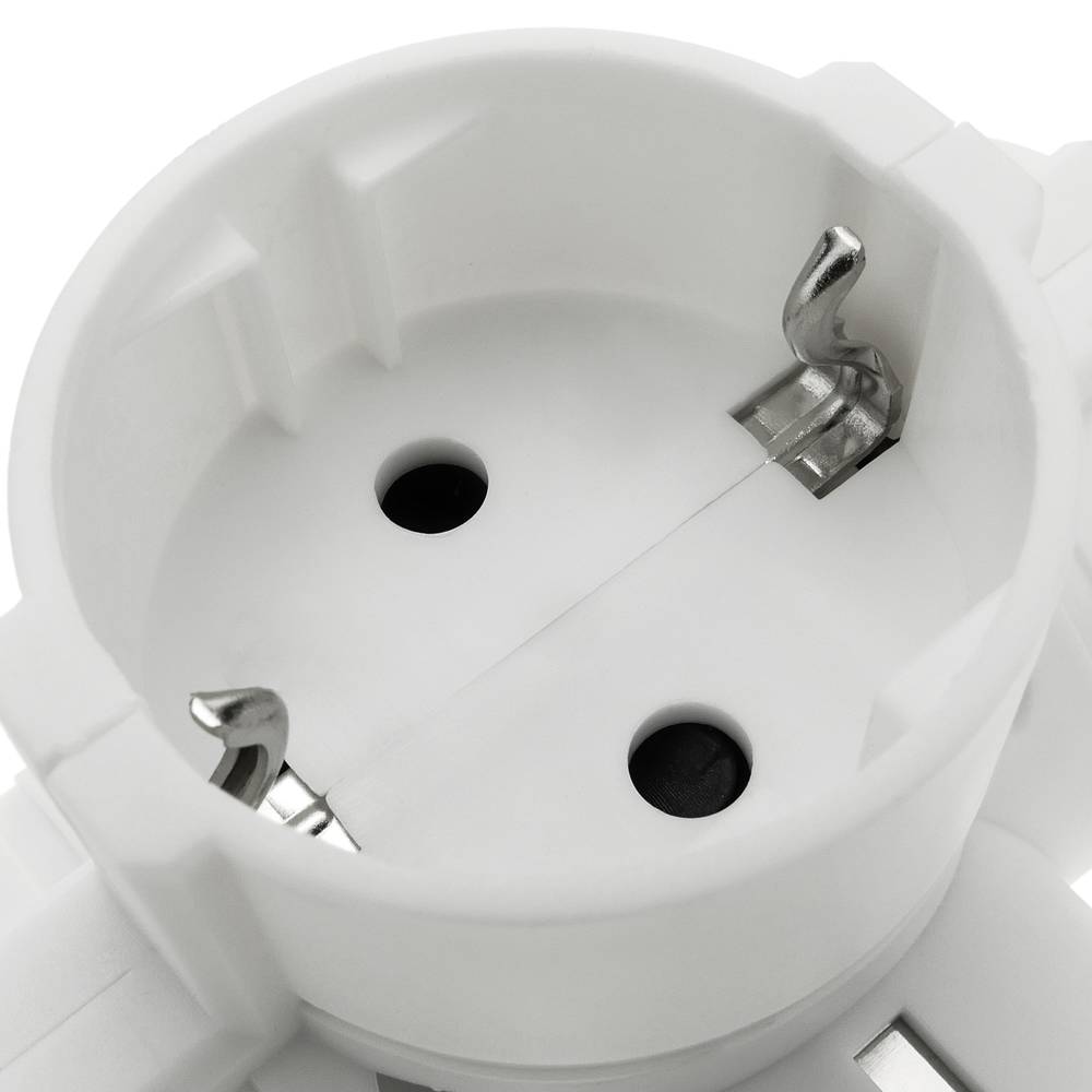 Multiplicador de clavija enchufe schuko triple de color blanco con ángulo