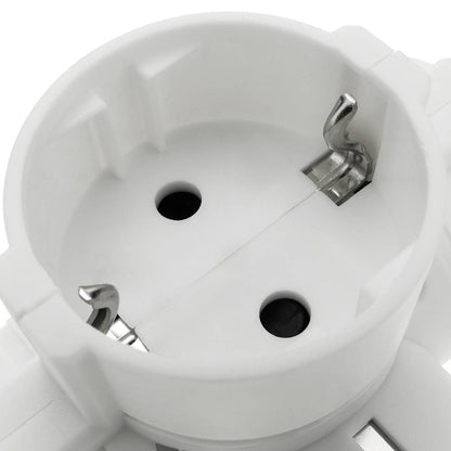 Multiplicador de clavija enchufe schuko triple de color blanco con ángulo