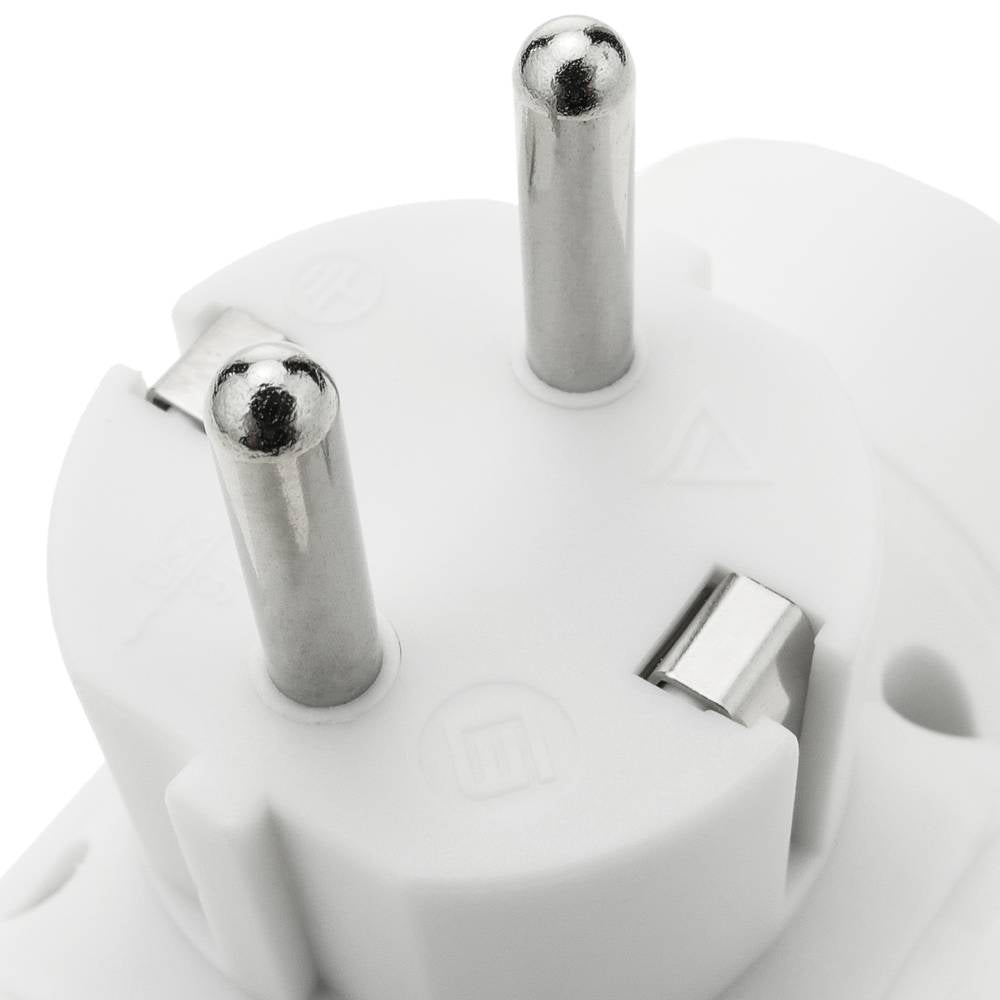 Multiplicador de clavija enchufe schuko triple de color blanco con ángulo