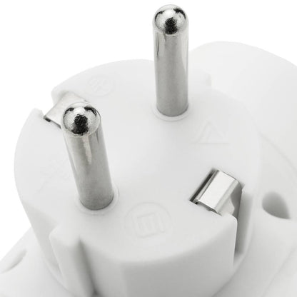 Multiplicador de clavija enchufe schuko triple de color blanco con ángulo