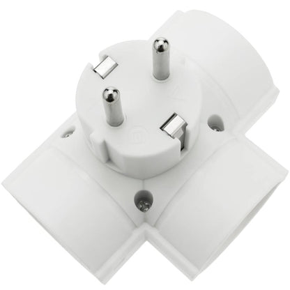 Multiplicador de clavija enchufe schuko triple de color blanco con ángulo