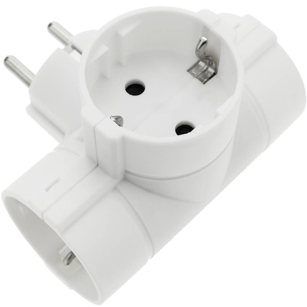 Multiplicador de clavija enchufe schuko triple de color blanco con ángulo
