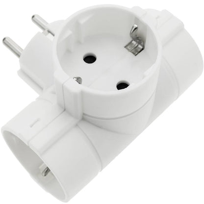 Multiplicador de clavija enchufe schuko triple de color blanco con ángulo