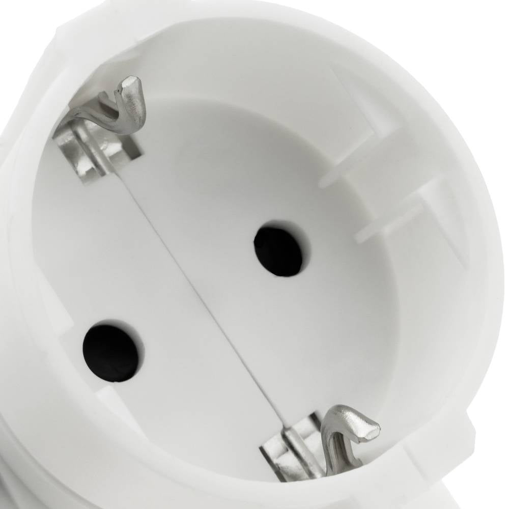 Multiplicador de clavija enchufe schuko triple de color blanco con ángulo