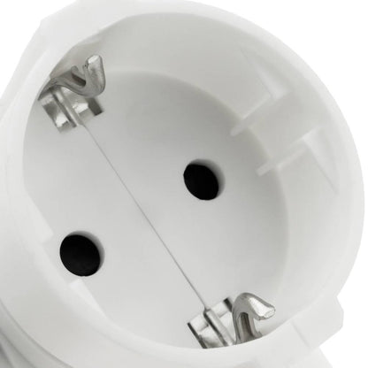 Multiplicador de clavija enchufe schuko triple de color blanco con ángulo