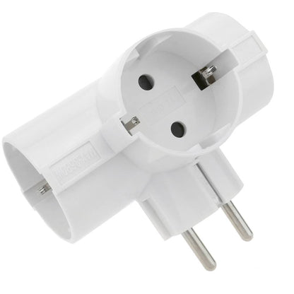 Multiplicador de clavija enchufe schuko triple de color blanco con interruptor