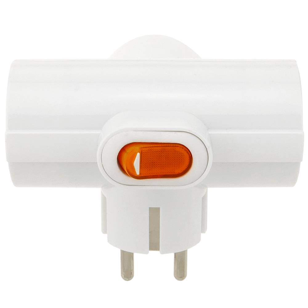 Multiplicador de clavija enchufe schuko triple de color blanco con interruptor