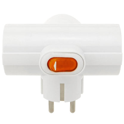 Multiplicador de clavija enchufe schuko triple de color blanco con interruptor